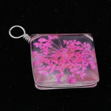 Maxbell 1 Piece Dried Flower Crystal Pendants Glass Pendant DIY Jewelry Pink