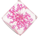 Maxbell 1 Piece Dried Flower Crystal Pendants Glass Pendant DIY Jewelry Pink