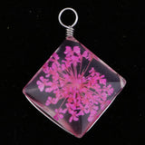 Maxbell 1 Piece Dried Flower Crystal Pendants Glass Pendant DIY Jewelry Pink