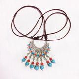 Maxbell National Style Beaded Tassel Charms Pendant DIY Necklace Jewelry red blue