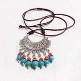 Maxbell National Style Beaded Tassel Charms Pendant DIY Necklace Jewelry red blue