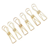 Maxbell Hollow Metal Long Tail Binder Clips Paper Clips 6 Pieces 5.3x2cm Gold