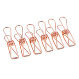 Maxbell Hollow Metal Long Tail Binder Clips Paper Clips 6 Pieces 5.3x2cm Rose gold