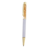 Maxbell Ballpoint Pen Rotating Gold foil Into Oil Metal Pen Gift for Friend White