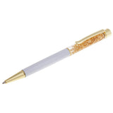 Maxbell Ballpoint Pen Rotating Gold foil Into Oil Metal Pen Gift for Friend White