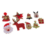 Max 9 Pieces Glitter Santa Xmas Tree Fabric Embellishment DIY Hair Accessories