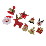 Max 9 Pieces Glitter Santa Xmas Tree Fabric Embellishment DIY Hair Accessories