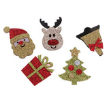 Max 9 Pieces Glitter Santa Xmas Tree Fabric Embellishment DIY Hair Accessories
