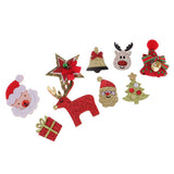 Max 9 Pieces Glitter Santa Xmas Tree Fabric Embellishment DIY Hair Accessories