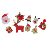 Max 9 Pieces Glitter Santa Xmas Tree Fabric Embellishment DIY Hair Accessories