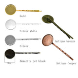 Max 10 Pieces Hairpin Hair Clips Hairpin Base Setting Cabochon Cameo Tray gold