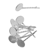 Max 10 Pieces Hairpin Hair Clips Hairpin Base Setting Cabochon Cameo Tray silver