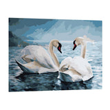 Maxbell DIY Paint By Numbers Kit Canvas Oil Painting Art Crafts  Two Swans
