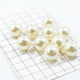 Maxbell Round Plastic Pearl Spacer Loose Beads for DIY Craft Beige 10 Pieces 20mm