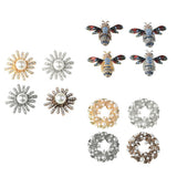 Maxbell 4 Pieces Alloy Rhinestone Flatback Buttons for DIY Craft Garland 4.2x4.3cm