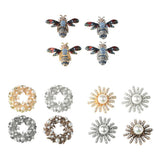 Maxbell 4 Pieces Alloy Rhinestone Flatback Buttons for DIY Craft Garland 4.2x4.3cm