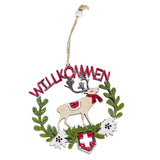 Maxbell Wooden Christmas Tree Decoration Hanging Ornaments 130x125mm Elk
