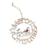 Maxbell Wooden Christmas Tree Decoration Hanging Ornaments 130x120mm Elk Santa Claus