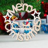 Maxbell Wooden Christmas Tree Decoration Hanging Ornaments 130x120mm Elk Santa Claus