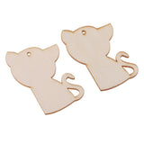 Maxbell 10x Unfinished Wood cutouts animal Shapes Craft Xmas Tags cat 82x56x2mm
