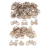 Maxbell 50 Pieces Unfinished Wood Vehicle Shape Wooden Pieces Embellishments 40x20mm