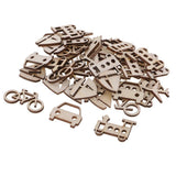 Maxbell 50 Pieces Unfinished Wood Vehicle Shape Wooden Pieces Embellishments 40x20mm