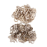 Maxbell 50 Pieces Unfinished Wood Vehicle Shape Wooden Pieces Embellishments 40x20mm