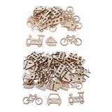 Maxbell 50 Pieces Unfinished Wood Vehicle Shape Wooden Pieces Embellishments 40x20mm