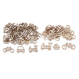 Maxbell 50 Pieces Unfinished Wood Vehicle Shape Wooden Pieces Embellishments 40x20mm