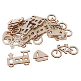 Maxbell 50 Pieces Unfinished Wood Vehicle Shape Wooden Pieces Embellishments 60x30mm