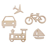 Maxbell 50 Pieces Unfinished Wood Vehicle Shape Wooden Pieces Embellishments 60x30mm