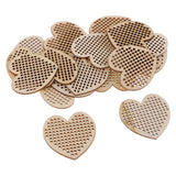Maxbell 20 Piece Natural Multi-hole Wooden Pendant Cross Stitch Board 50mm heart