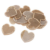 Maxbell 20 Piece Natural Multi-hole Wooden Pendant Cross Stitch Board 50mm heart