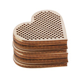Maxbell 20 Piece Natural Multi-hole Wooden Pendant Cross Stitch Board 70x75mm heart