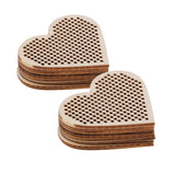 Maxbell 20 Piece Natural Multi-hole Wooden Pendant Cross Stitch Board 70x75mm heart