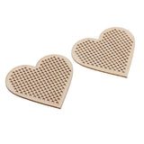 Maxbell 20 Piece Natural Multi-hole Wooden Pendant Cross Stitch Board 70x75mm heart