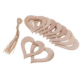 Maxbell 10 Pieces Wood Hollow Christmas Tree Hanging Ornament Heart 90x90mm