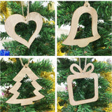 Maxbell 10 Pieces Wood Hollow Christmas Tree Hanging Ornament Bell 88x85mm