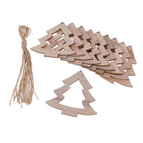 Maxbell 10 Pieces Wood Hollow Christmas Tree Hanging Ornament Christmas Tree 85x85mm