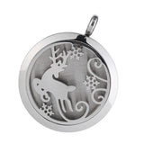 Maxbell Stainless Steel Hollow Round Photo Frame Charms Pendants Fawn