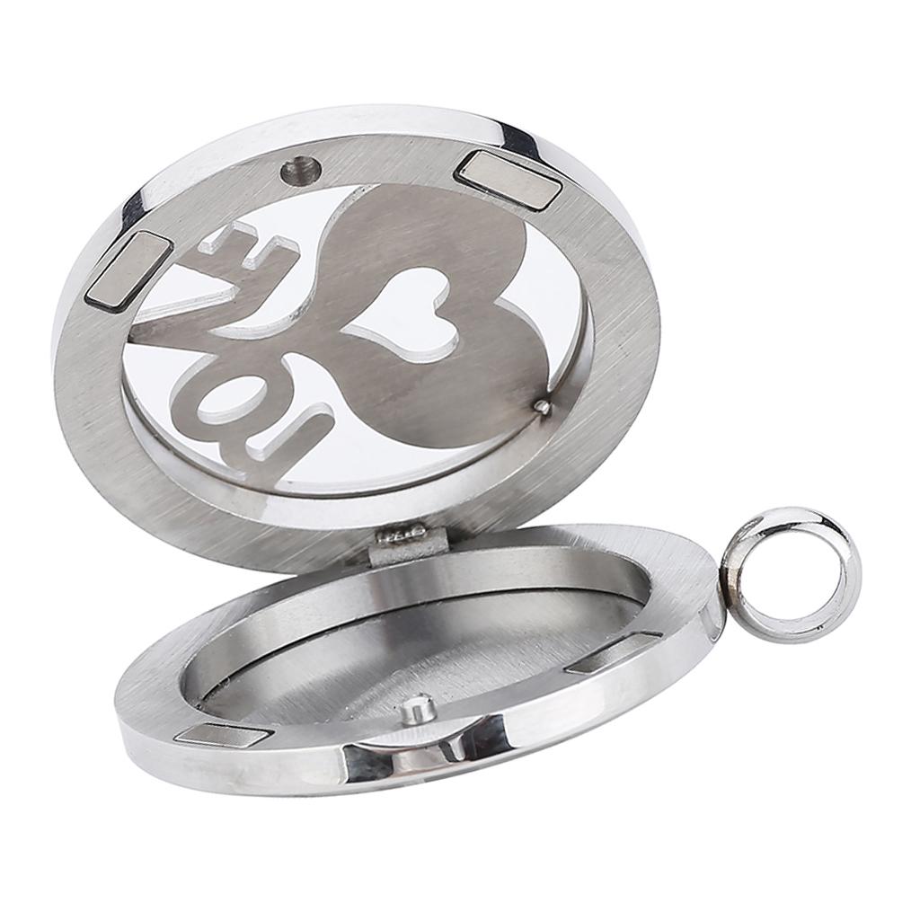 Maxbell Stainless Steel Hollow Round Photo Frame Charms Pendants Love
