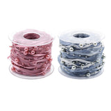 Maxbell 10 Meters Pearl Beads Sheer Lace Trim Ribbon for DIY Wedding Decoration Grey