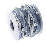 Maxbell 10 Meters Pearl Beads Sheer Lace Trim Ribbon for DIY Wedding Decoration Grey
