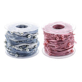Maxbell 10 Meters Pearl Beads Sheer Lace Trim Ribbon for DIY Wedding Decoration Grey