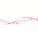 Maxbell 10 Meters Pearl Beads Sheer Lace Trim Ribbon for DIY Wedding Decoration Pink