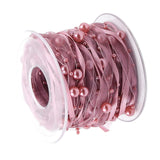 Maxbell 10 Meters Pearl Beads Sheer Lace Trim Ribbon for DIY Wedding Decoration Pink