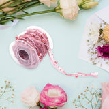 Maxbell 10 Meters Pearl Beads Sheer Lace Trim Ribbon for DIY Wedding Decoration Pink