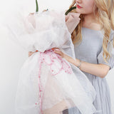 Maxbell 10 Meters Pearl Beads Sheer Lace Trim Ribbon for DIY Wedding Decoration Pink
