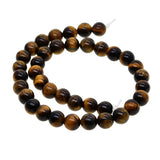 Maxbell 1String Round Natural Gemstone Bead Tiger Eye Loose Bead Jewelry Making 10mm