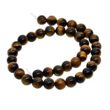 Maxbell 1String Round Natural Gemstone Bead Tiger Eye Loose Bead Jewelry Making 10mm